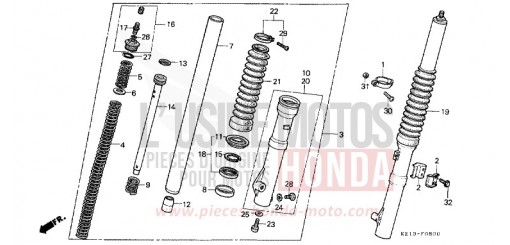 FOURCHETTE AVANT (1) MTX125RWD de 1983